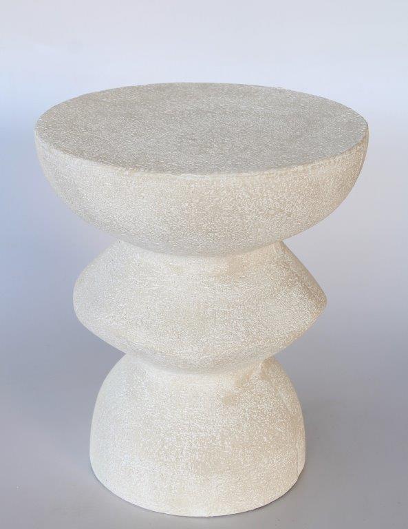 White Cement Look Circle Table